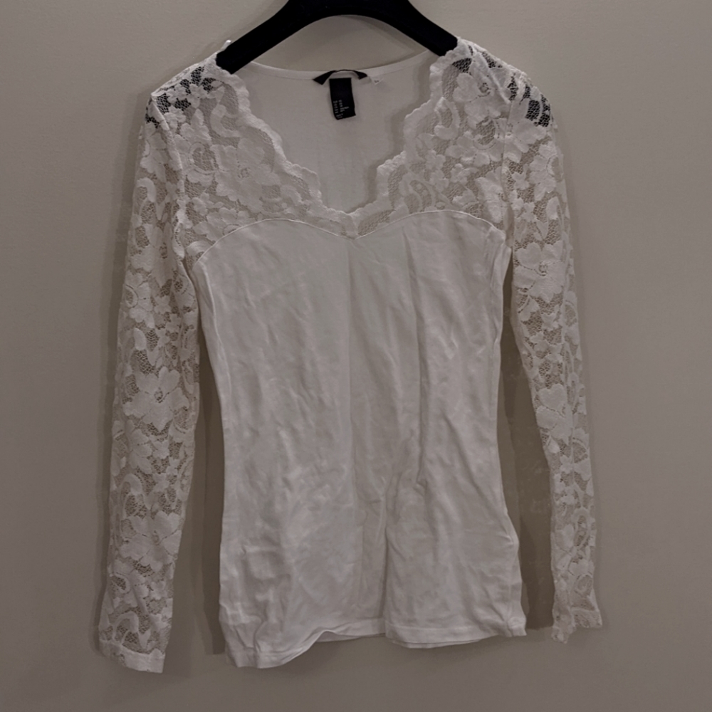 Woman's H&M White Lace Top, XS